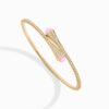 18K YELLOW GOLD PINK QUARTZITE AND DIAMOND THIN BRACELET