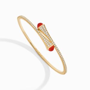 CLEO-B1YGRA_1512x 18K YELLOW GOLD RED AGATE AND DIAMOND THIN BRACELET