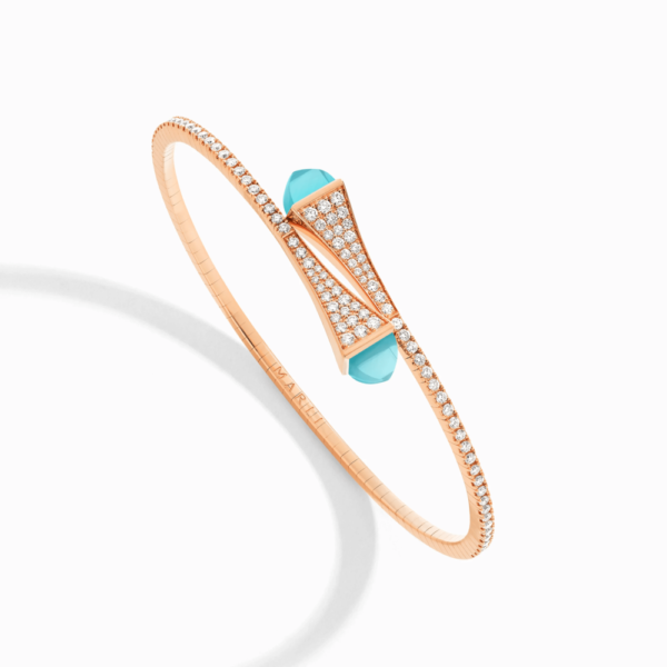 18K ROSE GOLD SEA BLUE CHALCEDONY AND DIAMOND MEDIUM BRACELET