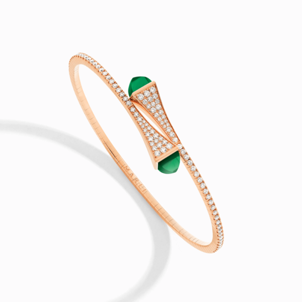 18K ROSE GOLD GREEN AGATE AND DIAMOND MEDIUM BRACELET
