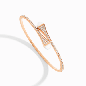 18K ROSE GOLD WHITE AGATE AND DIAMOND MEDIUM BRACELET