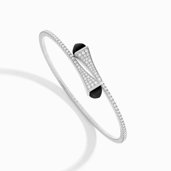 18K WHITE GOLD ONYX AND DIAMOND MEDIUM BRACELET