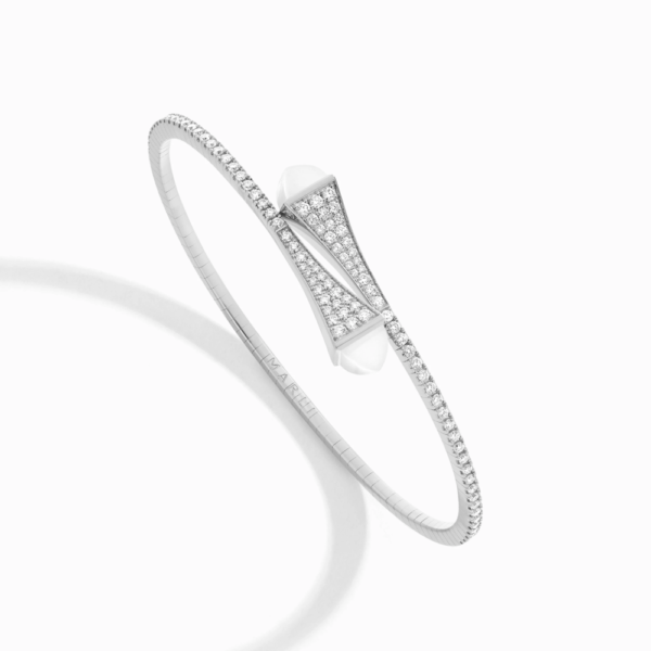 18K WHITE GOLD WHITE AGATE AND DIAMOND MEDIUM BRACELET