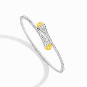 18K WHITE GOLD YELLOW QUARTZITE AND DIAMOND MEDIUM BRACELET
