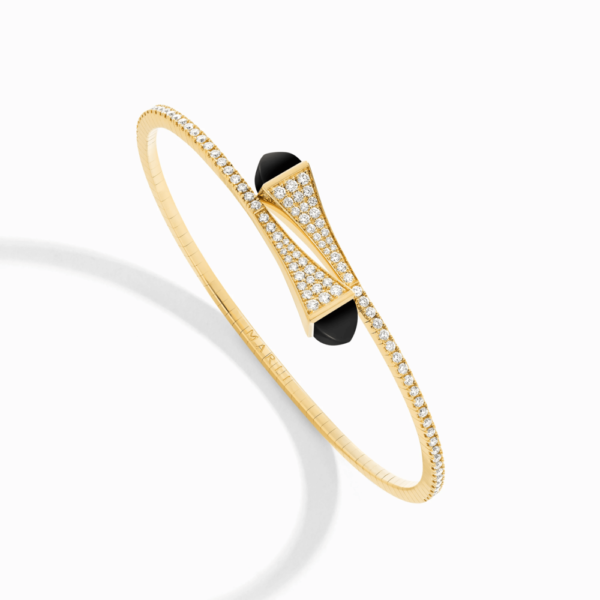 18K YELLOW GOLD ONYX AND DIAMOND MEDIUM BRACELET