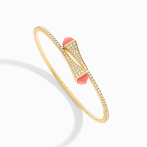 18K YELLOW GOLD PINK CORAL AND DIAMOND MEDIUM BRACELET