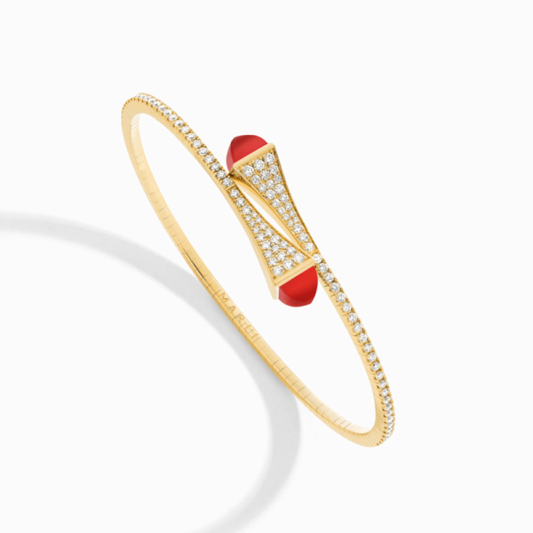 18K YELLOW GOLD RED AGATE AND DIAMOND MEDIUM BRACELET