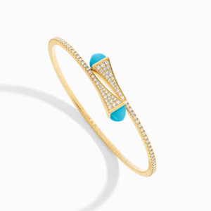 18K YELLOW GOLD TURQUOISE AND DIAMOND MEDIUM BRACELET