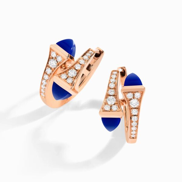 18K ROSE GOLD LAPIS LAZULI AND DIAMOND SMALL EARRING