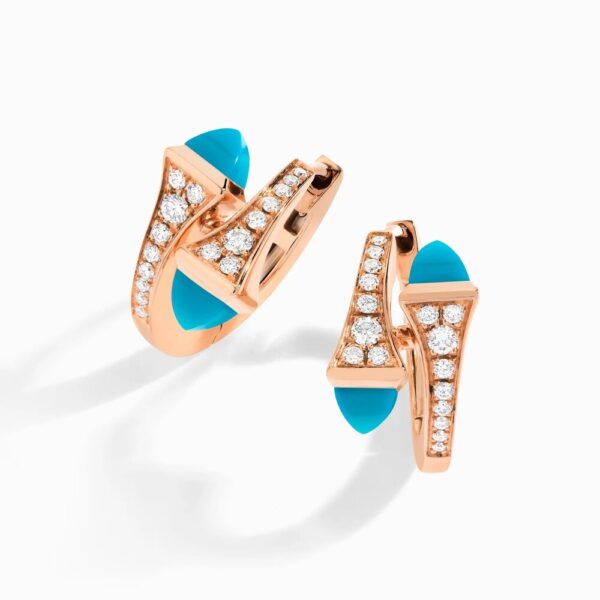 18K ROSE GOLD TURQUOISE AND DIAMOND SMALL EARRING