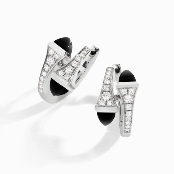 18K WHITE GOLD ONYX AND DIAMOND SMALL EARRING