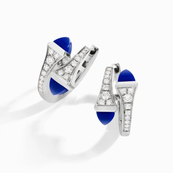 18K WHITE GOLD LAPIS LAZULI AND DIAMOND SMALL EARRING