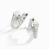 18K WHITE GOLD MOON STONE AND DIAMOND SMALL EARRING