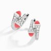18K WHITE GOLD PINK CORAL AND DIAMOND SMALL EARRING