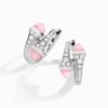 18K WHITE GOLD PINK QUARTZITE AND DIAMOND SMALL EARRING