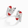 18K WHITE GOLD RED AGATE AND DIAMOND SMALL EARRING