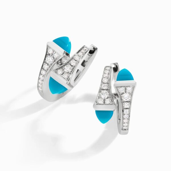 18K WHITE GOLD TURQUOISE AND DIAMOND SMALL EARRING