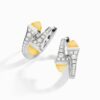 18K WHITE GOLD YELLOW QUARTZITE AND DIAMOND SMALL EARRING