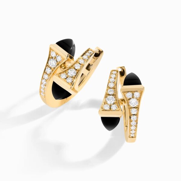 18K YELLOW GOLD ONYX AND DIAMOND SMALL EARRING