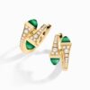 18K YELLOW GOLD GREEN AGATE AND DIAMOND SMALL EARRING