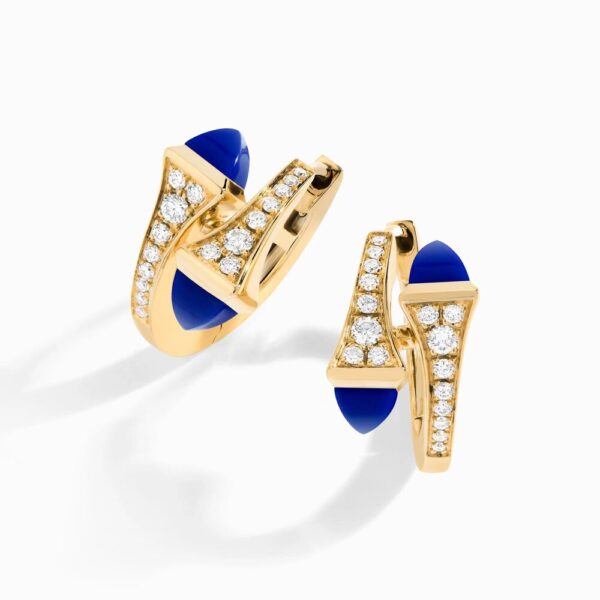 18K YELLOW GOLD LAPIS LAZULI AND DIAMOND SMALL EARRING