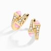 18K YELLOW GOLD PINK QUARTZITE AND DIAMOND SMALL EARRING