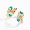 18K YELLOW GOLD TURQUOISE AND DIAMOND SMALL EARRING