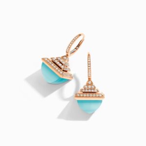 18K ROSE GOLD SEA BLUE CHALCEDONY AND DIAMOND REV LUXE EARRING
