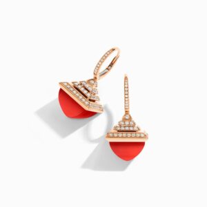 18K ROSE GOLD RED AGATE AND DIAMOND REV LUXE EARRING
