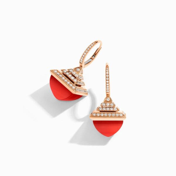 18K ROSE GOLD RED AGATE AND DIAMOND REV LUXE EARRING
