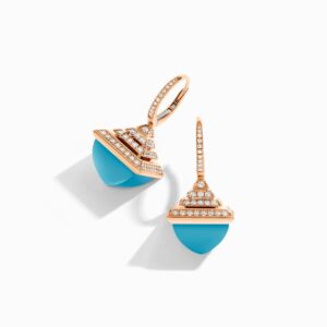 18K ROSE GOLD TURQUOISE AND DIAMOND REV LUXE EARRING