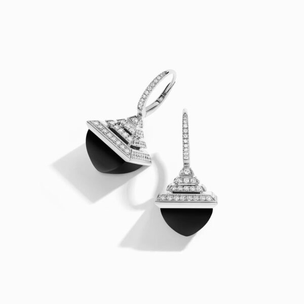 18K WHITE GOLD ONYX AND DIAMOND REV LUXE EARRING