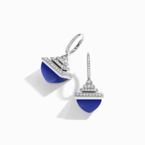 18K WHITE GOLD LAPIS LAZULI AND DIAMOND REV LUXE EARRING