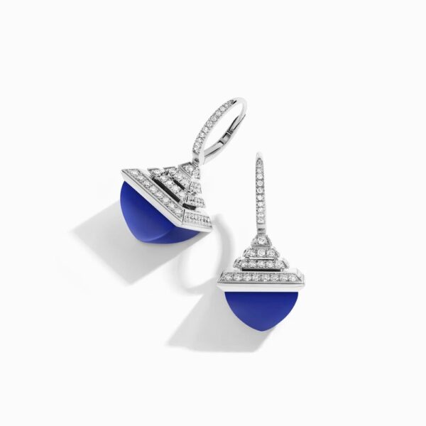 18K WHITE GOLD LAPIS LAZULI AND DIAMOND REV LUXE EARRING