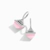 18K WHITE GOLD PINK QUARTZITE AND DIAMOND REV LUXE EARRING