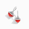 18K WHITE GOLD RED AGATE AND DIAMOND REV LUXE EARRING