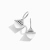 18K WHITE GOLD WHITE AGATE AND DIAMOND REV LUXE EARRING