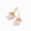 18K YELLOW GOLD PINK QUARTZITE AND DIAMOND REV LUXE EARRING