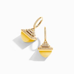 18K YELLOW GOLD YELLOW QUARTZITE AND DIAMOND REV LUXE EARRING