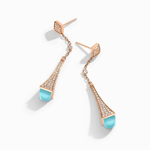 18K ROSE GOLD SEA BLUE CHALCEDONY AND DIAMOND TEARDROP EARRING