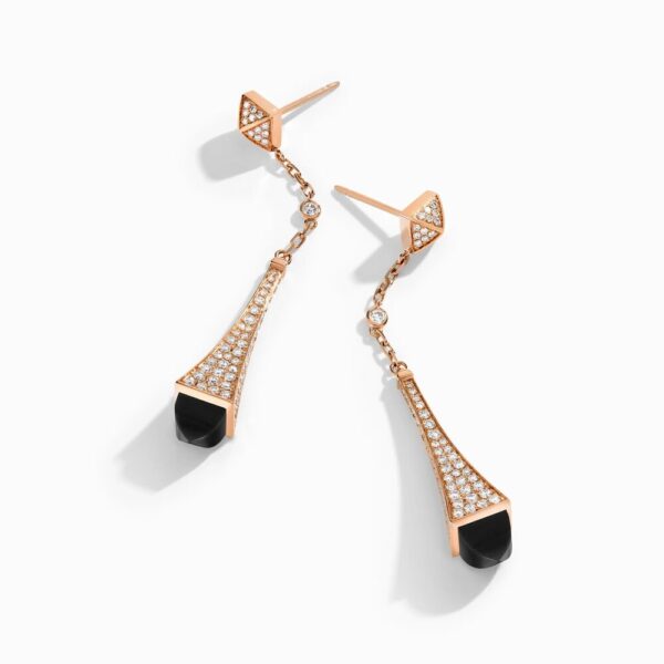 18K ROSE GOLD ONYX AND DIAMOND TEARDROP EARRING
