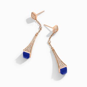 18K ROSE GOLD LAPIS LAZULI AND DIAMOND TEARDROP EARRING