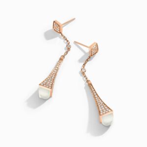 18K ROSE GOLD MOON STONE AND DIAMOND TEARDROP EARRING