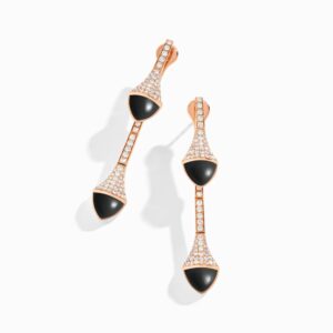 18K ROSE GOLD ONYX AND DIAMOND DROP EARRING