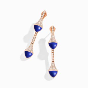 18K ROSE GOLD LAPIS LAZULI AND DIAMOND DROP EARRING
