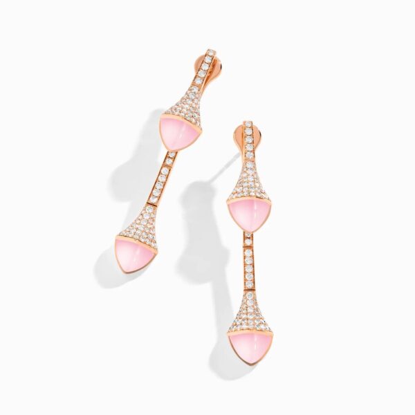 18K ROSE GOLD PINK QUARTZITE AND DIAMOND DROP EARRING