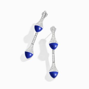 18K WHITE GOLD LAPIS LAZULI AND DIAMOND DROP EARRING
