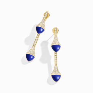 18K YELLOW GOLD LAPIS LAZULI AND DIAMOND DROP EARRING