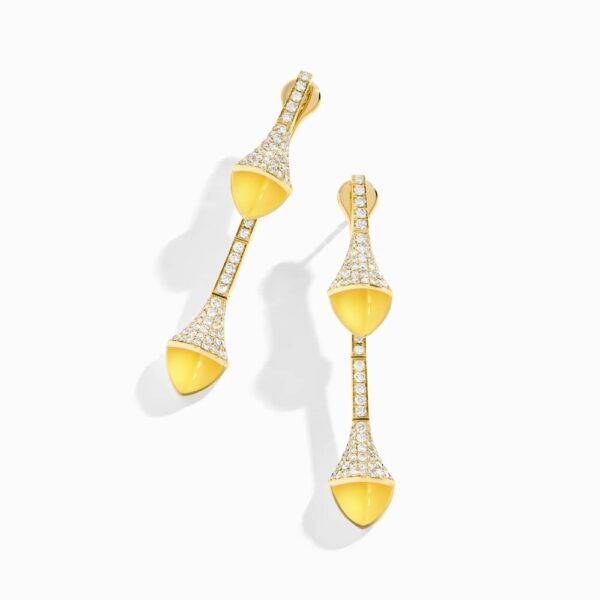 18K YELLOW GOLD YELLOW QUARTZITE AND DIAMOND DROP EARRING