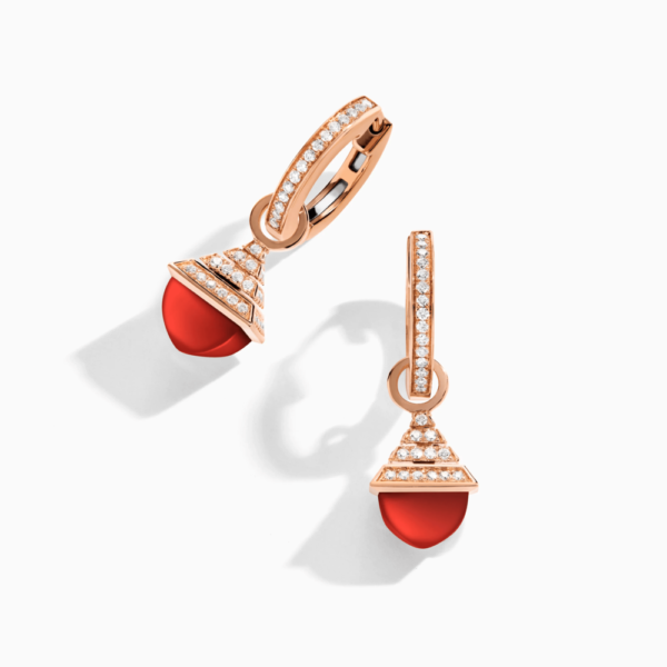 18K ROSE GOLD RED AGATE AND DIAMOND REV MINI EARRING